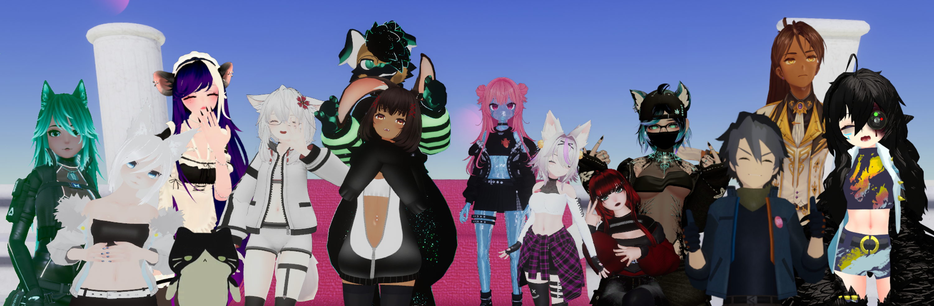 Picture of the Flirtual Team in VRChat