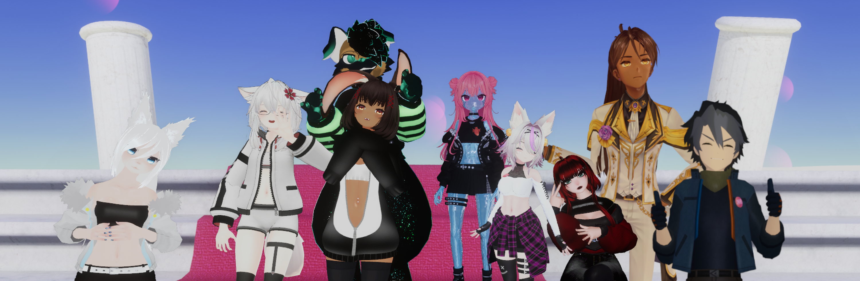 Picture of the Flirtual Team in VRChat